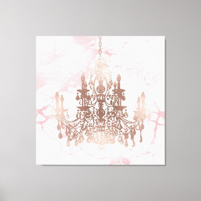 Toile PixDezines Blush Marble Rose Gold Chandelier 40x40 (Recto)