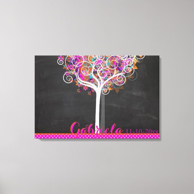 Toile PixDezines Chalkboard Tree of Life Se connecter Bu (Recto)