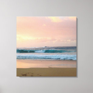 Toile Plage au coucher du soleil avec océan