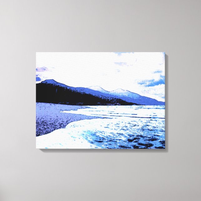 Toile Plage au crépuscule dans les tons bleus (Recto)
