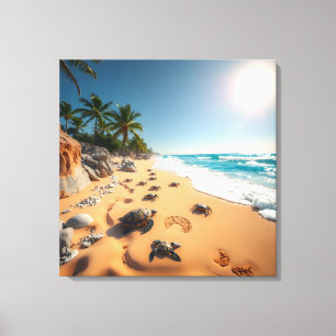Toile Plage Chic Coquillage Doré Tropical