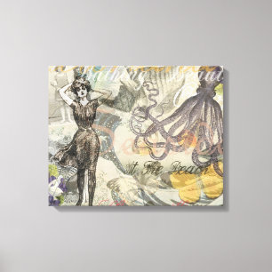 Toile Plage de la Pieuvre Antique Steampunk Côté