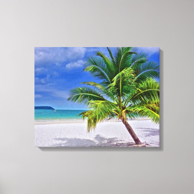 Toile Plage de l'île tropicale de Palm Tree (Recto)