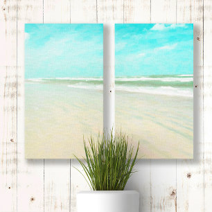 Toile Plage de sable avec ciel turquoise