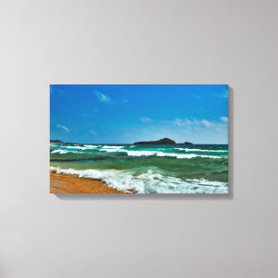Toile Plage de sable doré Chia, Sardaigne Italie mer agi