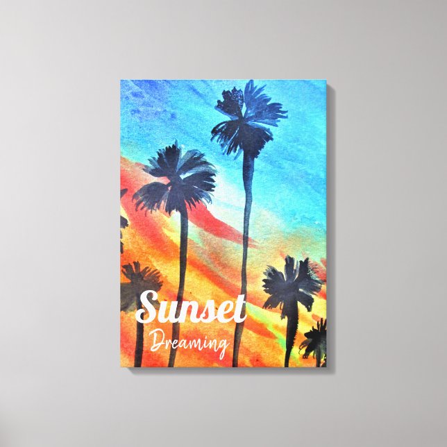 Toile Plage de Sunset Palm Tree art surf (Recto)
