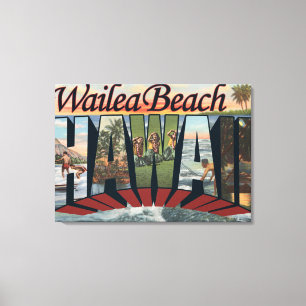 Toile Plage de Wailea, Hawaï - grandes scènes de lettr