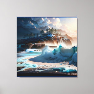 Toile Plage Front Ocean Waves Paysage 1