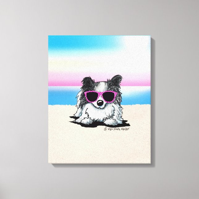 Toile Plage KiniArt Blue Merle Pomeranian (Recto)