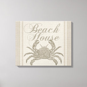 Toile Plage Maison Crabe Plage Côte Vintage côtière