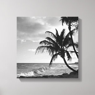 Toile Plage noire et blanche de palmier des Barbade