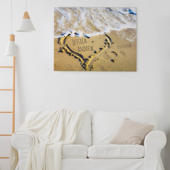 Toile Plage tropicale Noms personnalisés dans le sable (Créateur téléchargé)
