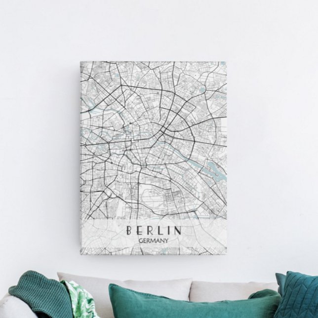 Toile Plan de Berlin Allemagne Imprimer (Berlin Germany Map Wall Art)
