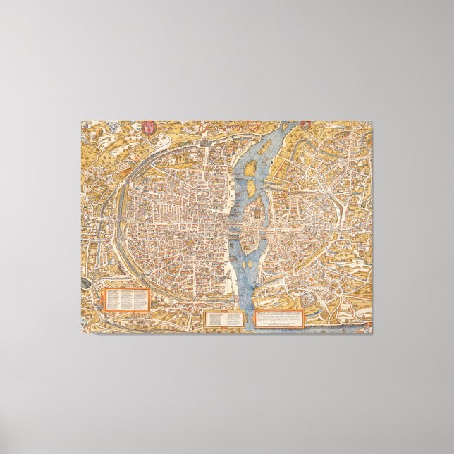 Toile Plan de Paris par Truschet et Hoyau Circa 1550 (Recto)