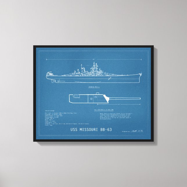 Toile Plan directeur USS Missouri BB-63 (Recto)