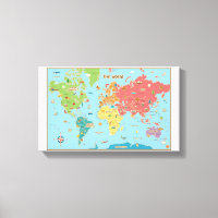 Plan du monde interactif Canvas Wall Art