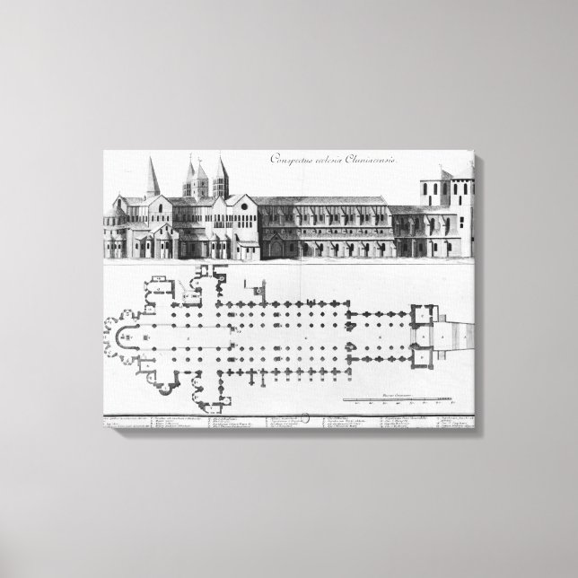 Toile Plan et élévation de l'abbaye de Cluny (Recto)