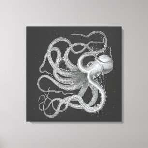 Toile Plan Kraken Vintage de pieuvre à vapeur nautique