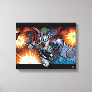 Toile Planche de bande dessinée de Thor volant dans l'es