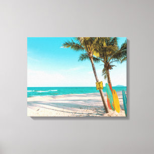 Toile Planches de surf sur la plage coussin