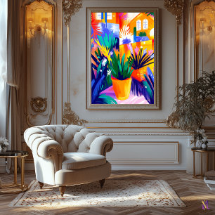 Toile Plante pointillé coloré en style fauviste