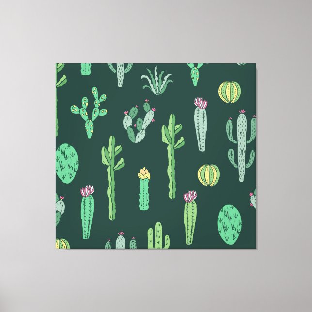 Toile Plantes de Cactus : Arrière - plan Vintage sans co (Recto)