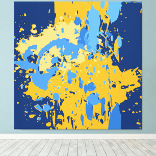 Toile Plaque de peinture bleu et jaune Abstrait numériqu