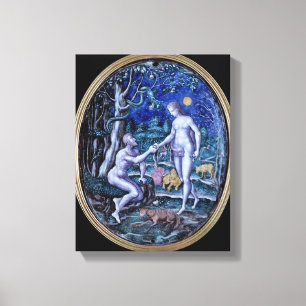 Toile Plaque Limoges représentant Adam et Eve, c.1570