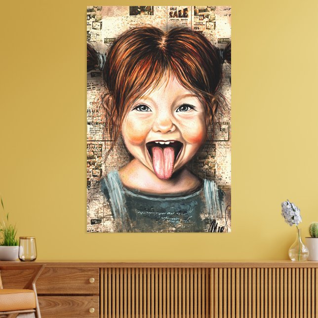 Toile Playful Girl Funny Canvas Print (Insitu(Salon))