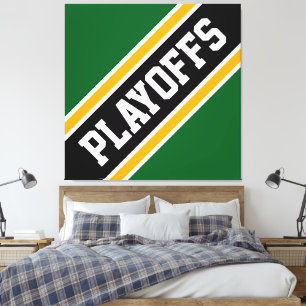 Toile PLAYOFFS amusant Athletic Green Black Yellow Strip