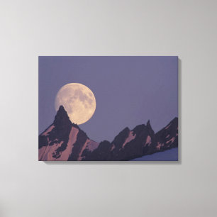Toile Pleine lune se lève Montagnes Chugach Alaska