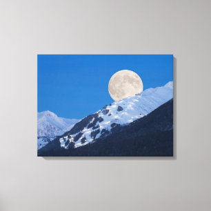 Toile Pleine lune Sur Alyeska Station De Ski, Alaska