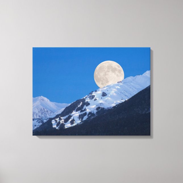 Toile Pleine lune Sur Alyeska Station De Ski, Alaska (Recto)
