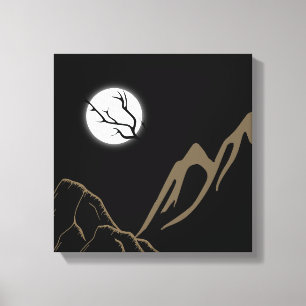 Toile Pleine Lune sur des Montagnes Majestueuses