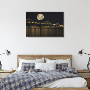 Toile Pleine lune sur le pont Bay