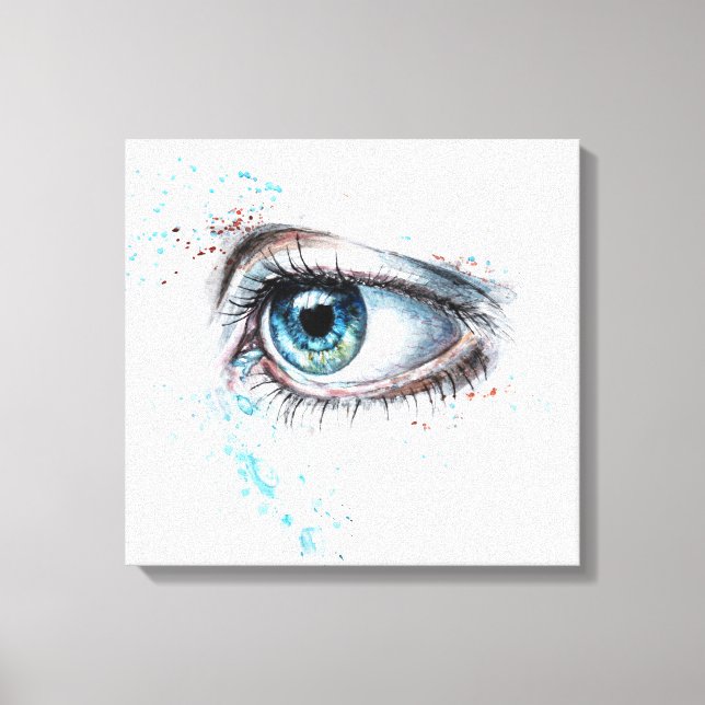 Toile Pleurer l'oeil bleu (tristesse, sympathie et dépre (Recto)