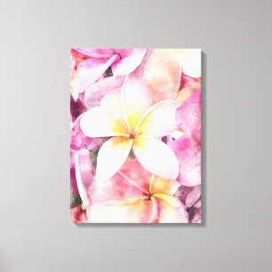 Toile Plumeria hawaïenne tropicale aquarelle de fleurs b