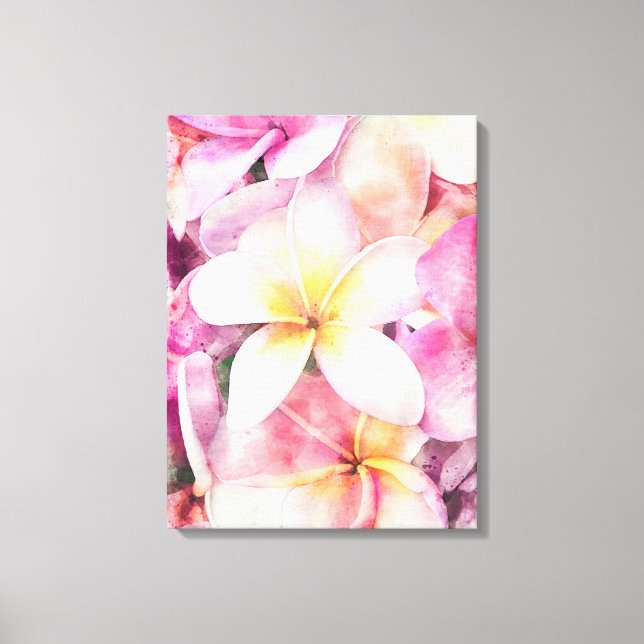 Toile Plumeria hawaïenne tropicale aquarelle de fleurs b (Recto)