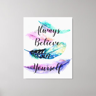 Toile Plumes avec la citation