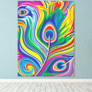 Toile Plumes de paon Art Abstrait