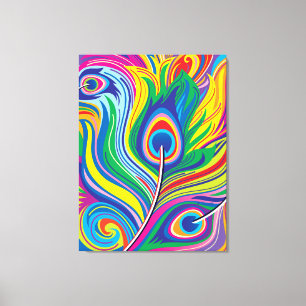 Toile Plumes de paon Art Abstrait