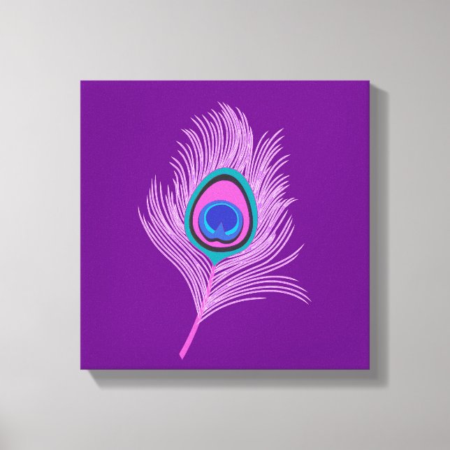 Toile Plumes de paon orchidée sur Amethyst violet (Recto)