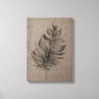 Plumes n° 1 Taupe Canvas Mur Art