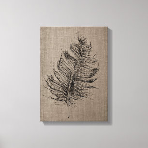 Toile Plumes n° 1 Taupe Canvas Mur Art