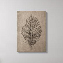 Plumes n° 2 Taupe Canvas Mur Art