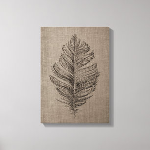Toile Plumes n° 2 Taupe Canvas Mur Art
