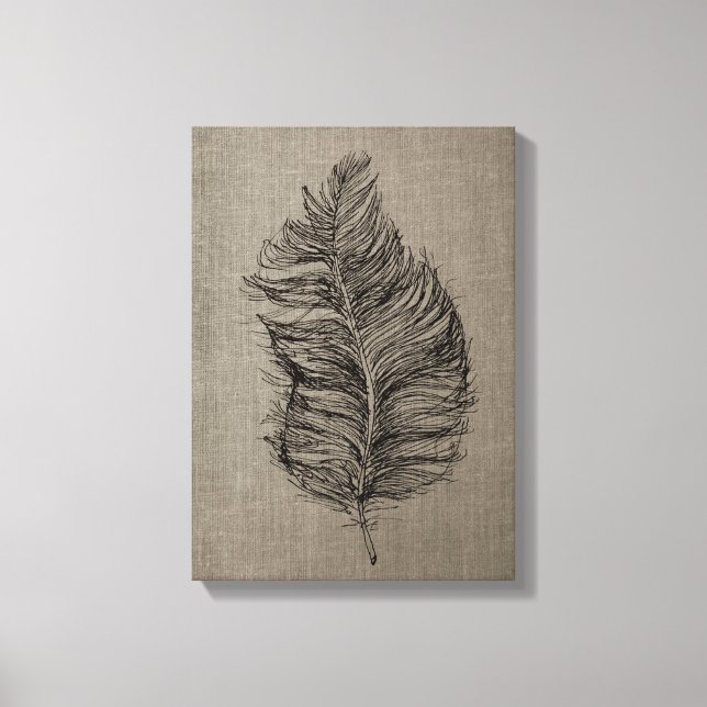 Toile Plumes n° 3 Taupe Canvas Mur Art (Recto)