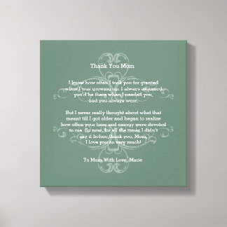 Toile Poème de maman Merci