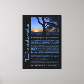 Toile Poème Desiderata Beau arbre de coucher de soleil #