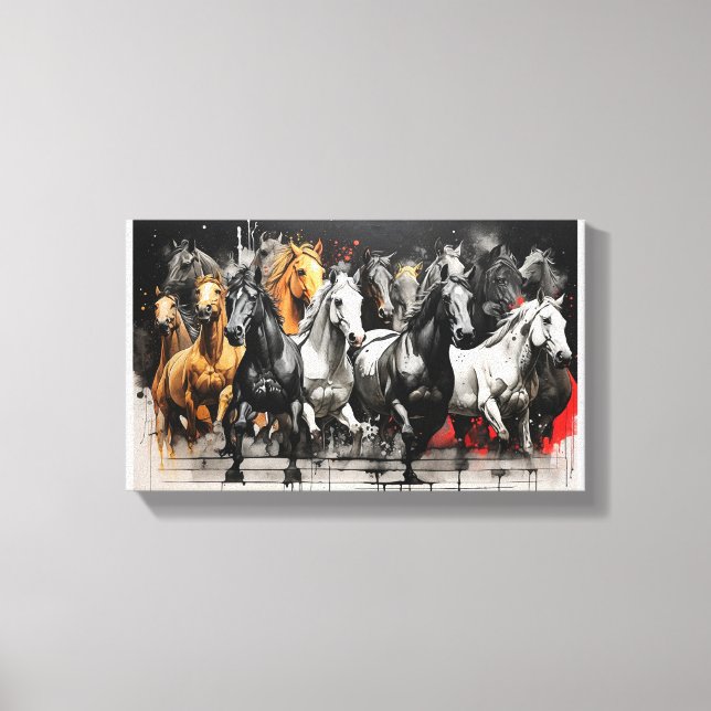 Toile Poignées de dérapage - Troupeau de chevaux dynamiq (Recto)